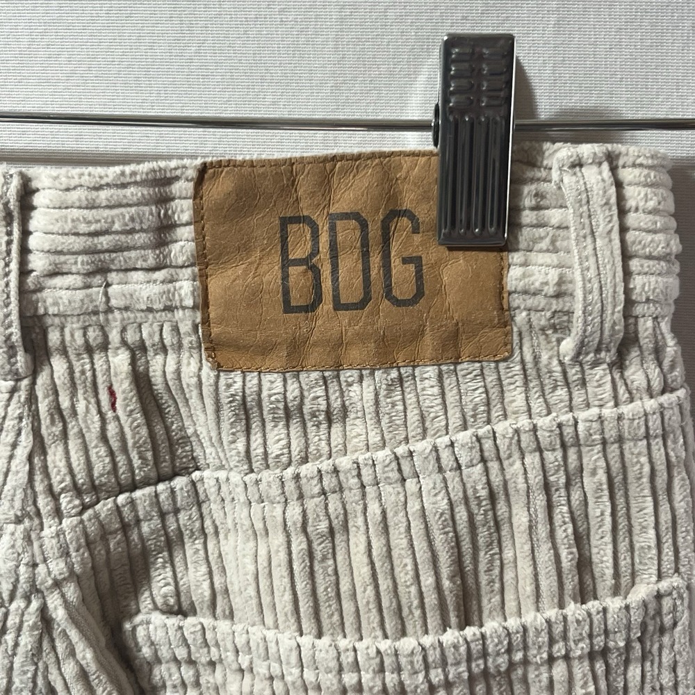 BDG High Rise Baggy Corduroy Pants Women Size 25 Cream Ivory Wide Leg Relaxed - Picture 3 of 10